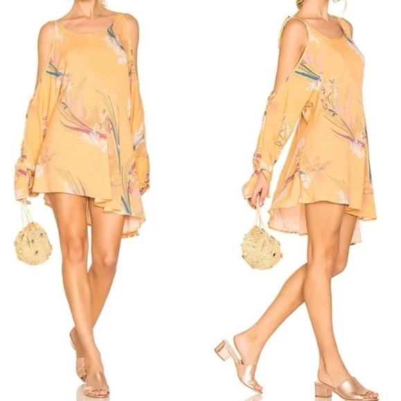 FREE PEOPLE Floral Clear Skies Cold Shoulder Tunic Dress Size S - Picture 3 of 10